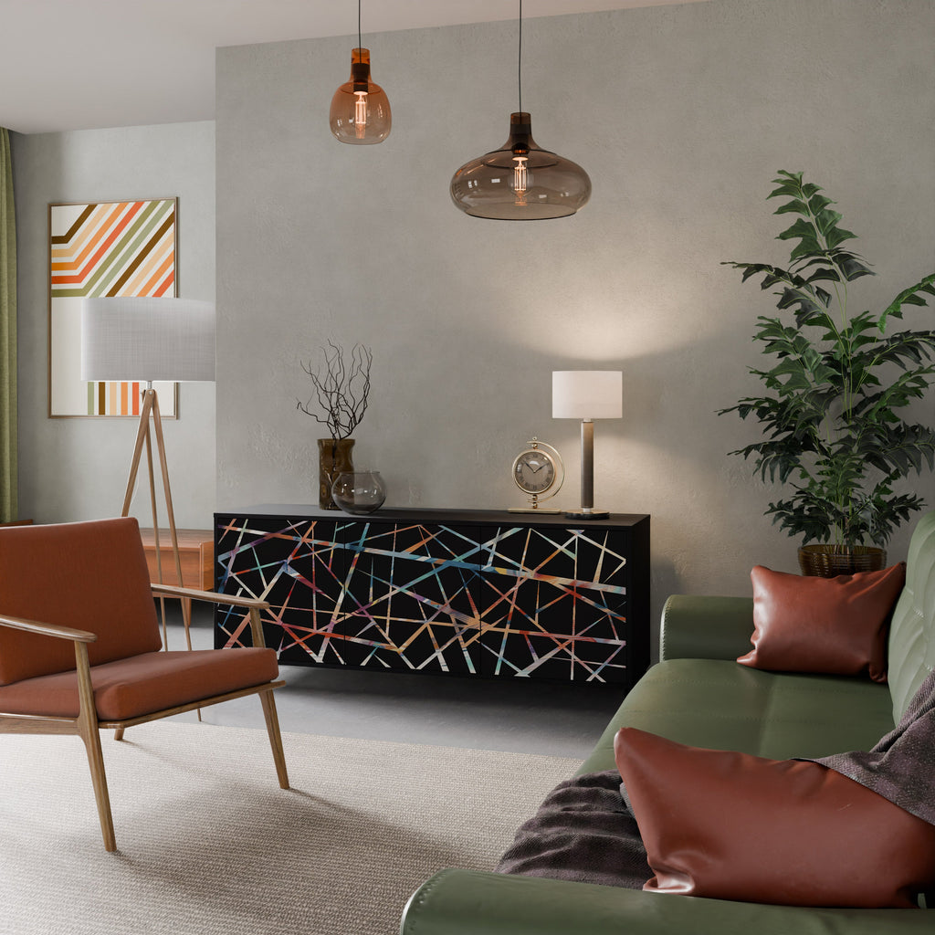 POLYGON VERVE Aparador de 3 Portas em Acabamento Preto