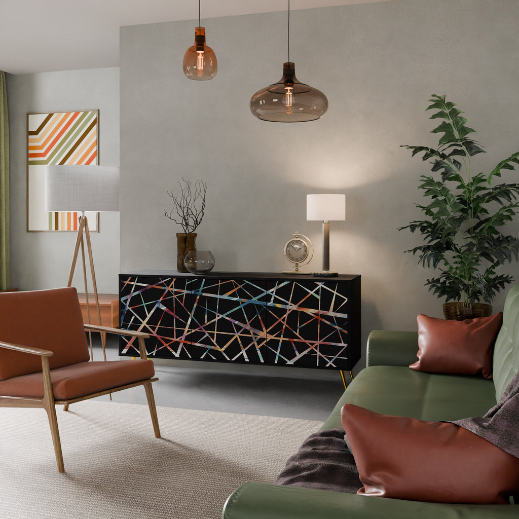 POLYGON VERVE Aparador de 3 Portas em Acabamento Preto