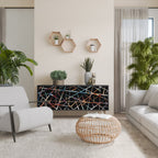 POLYGON VERVE Aparador de 3 Portas em Acabamento Preto