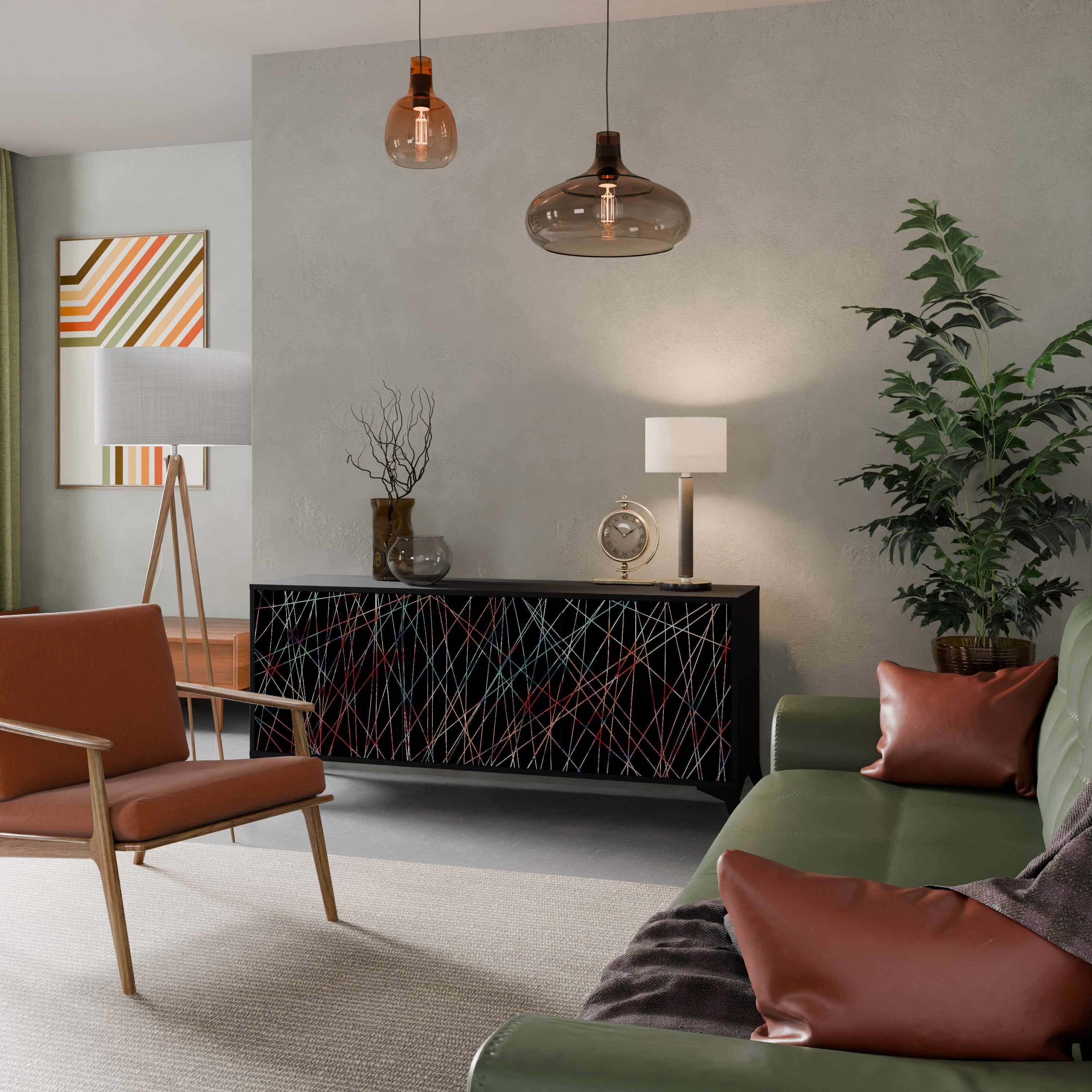 LUMINOUS SNARE Aparador de 3 Portas em Acabamento Preto