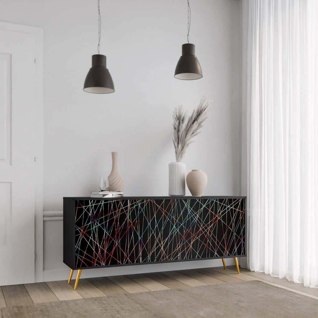 LUMINOUS SNARE Aparador de 3 Portas em Acabamento Preto