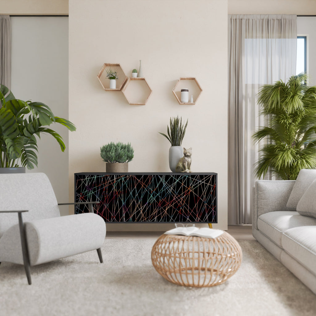 LUMINOUS SNARE Aparador de 3 Portas em Acabamento Preto