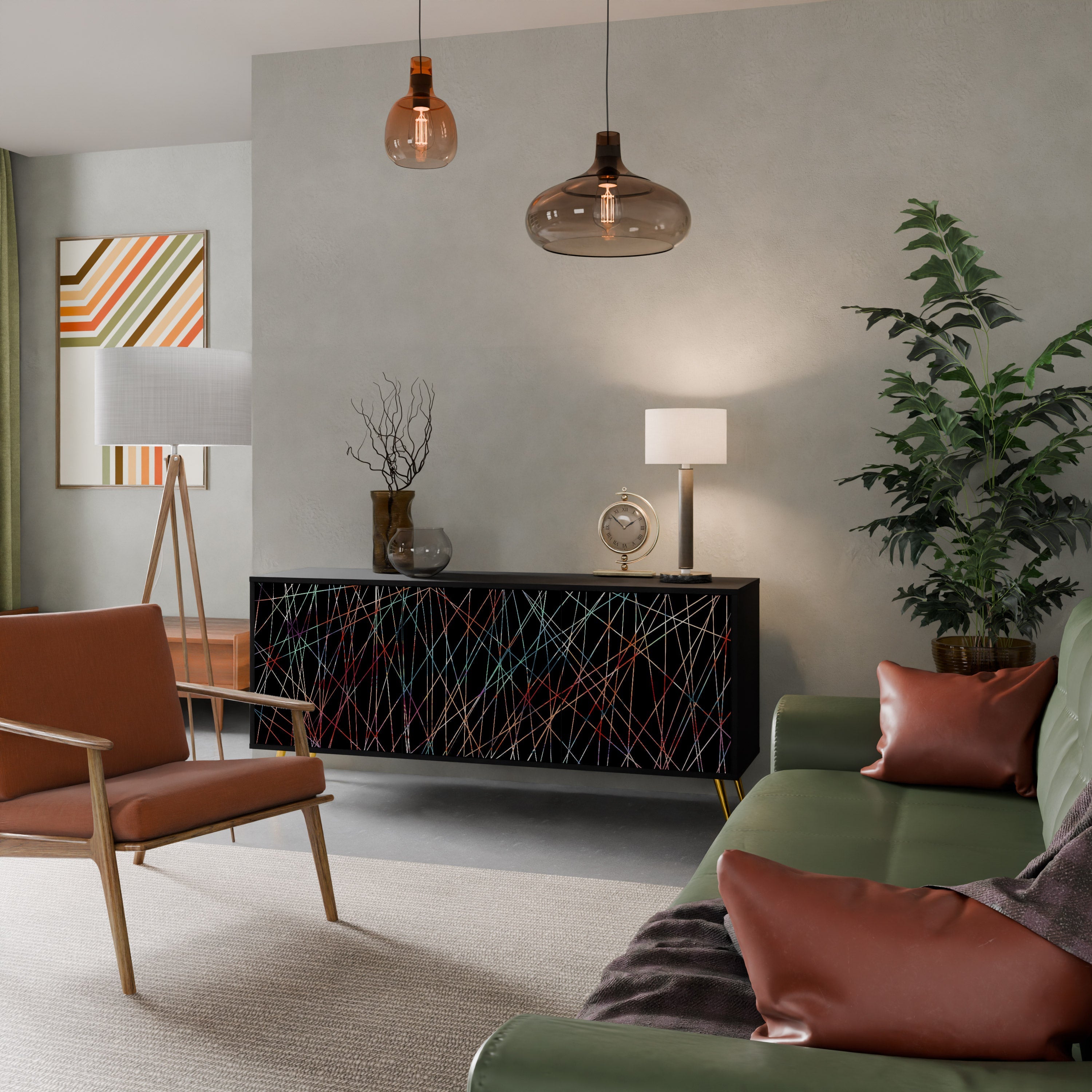 LUMINOUS SNARE Aparador de 3 Portas em Acabamento Preto