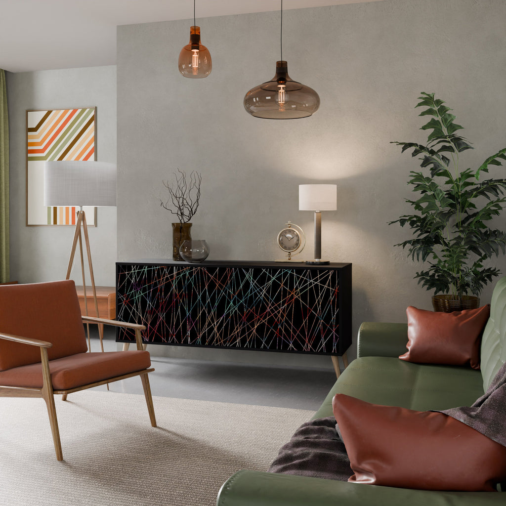 LUMINOUS SNARE Aparador de 3 Portas em Acabamento Preto