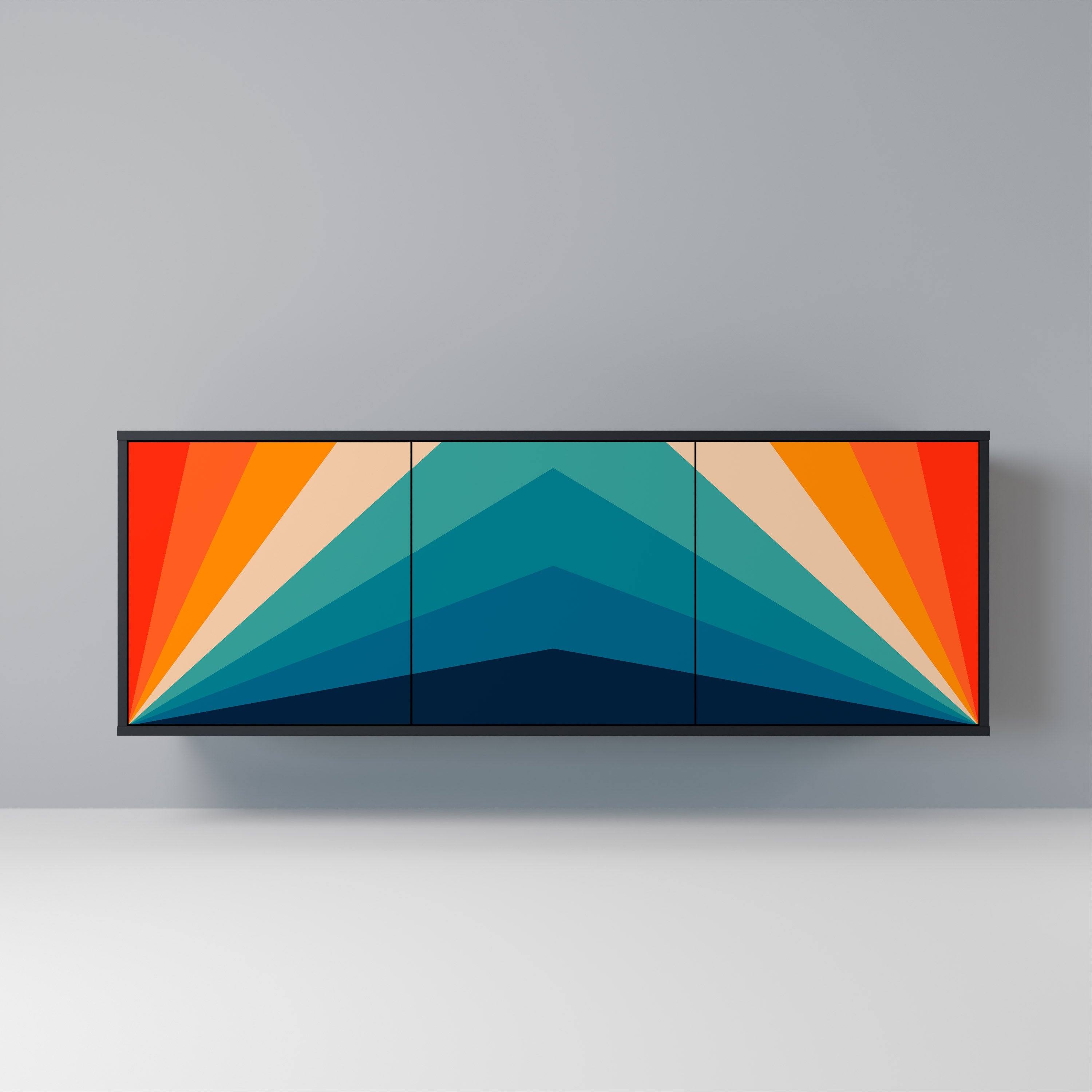 PRISM CONCUSSION Aparador de 3 Portas em Acabamento Preto