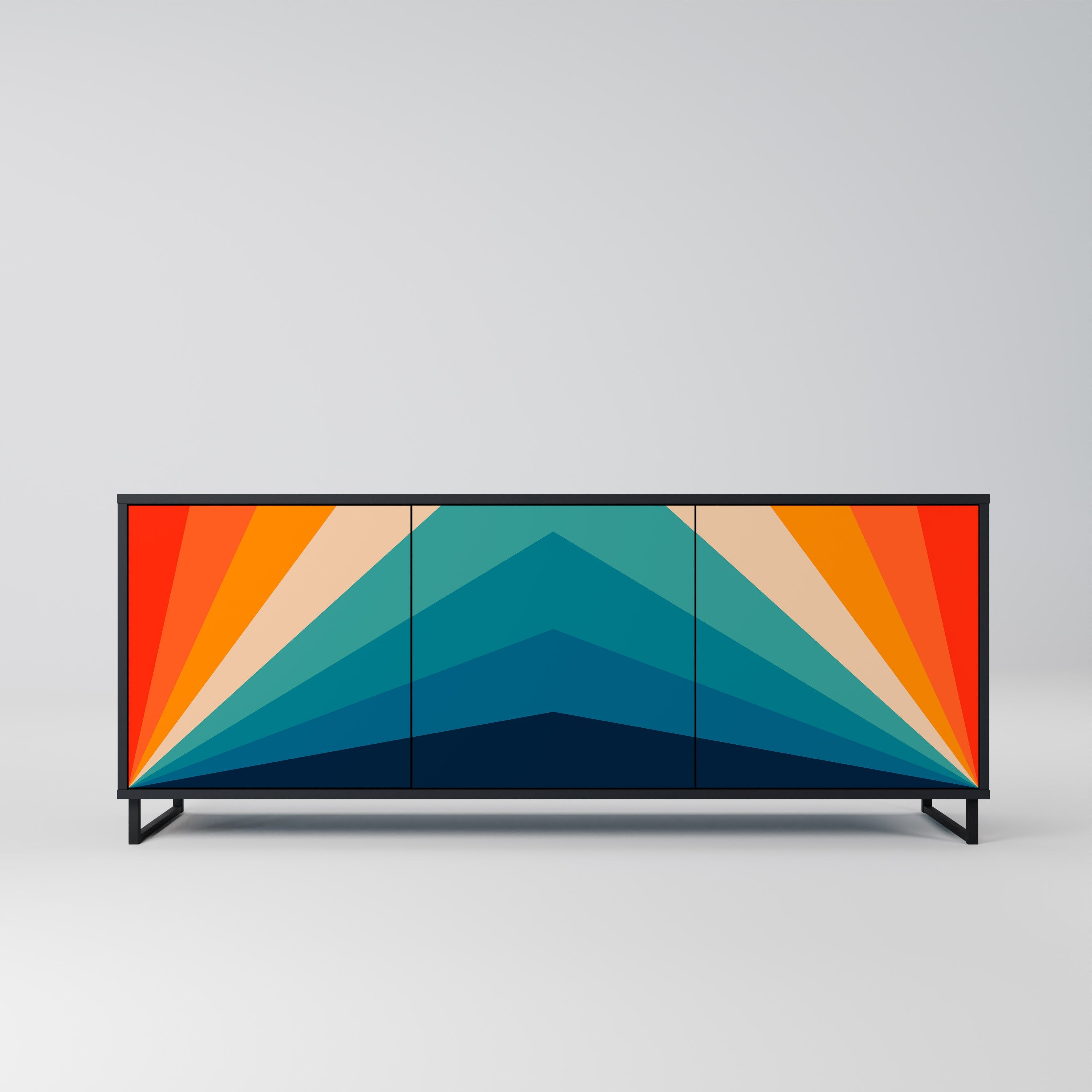 PRISM CONCUSSION Aparador de 3 Portas em Acabamento Preto