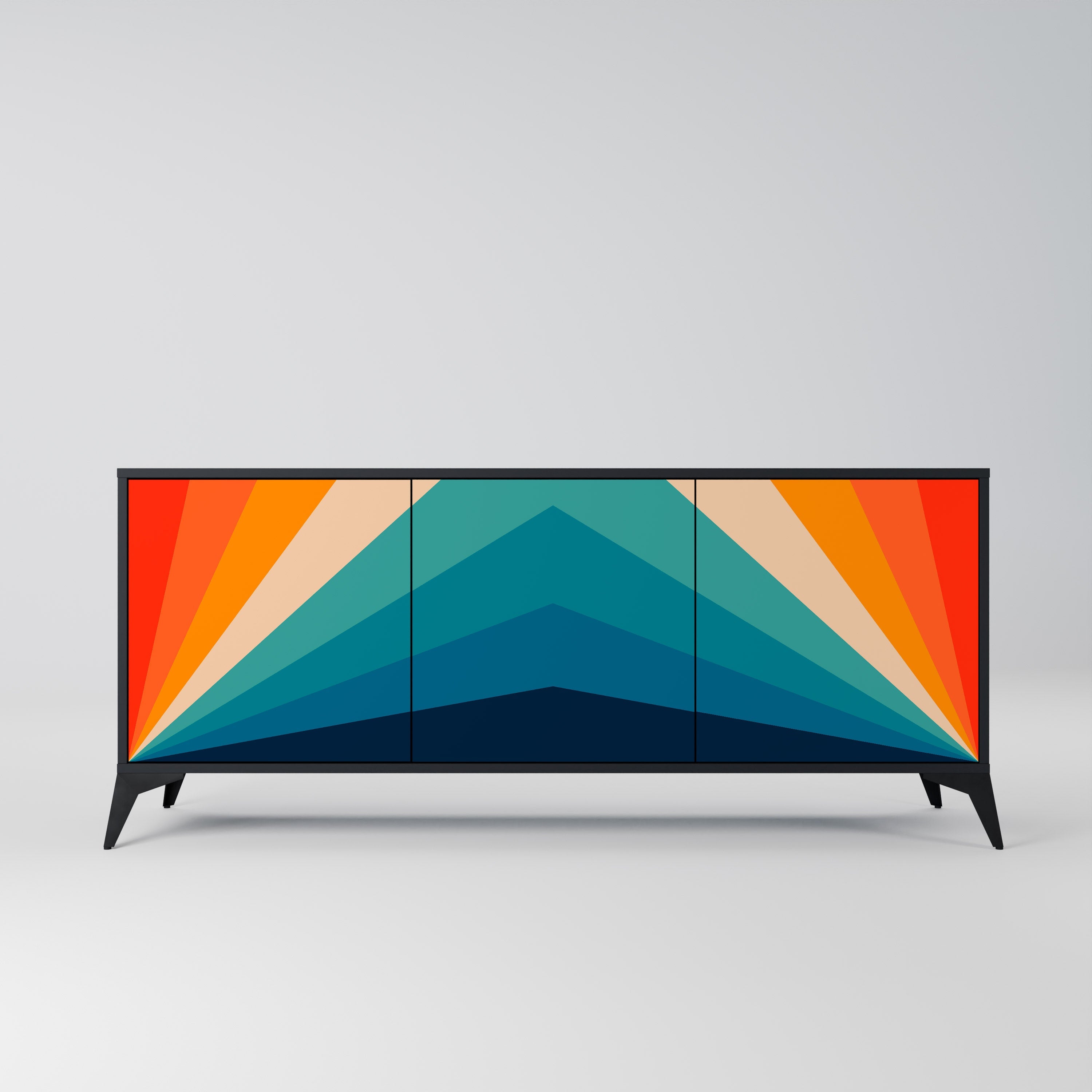 PRISM CONCUSSION Aparador de 3 Portas em Acabamento Preto