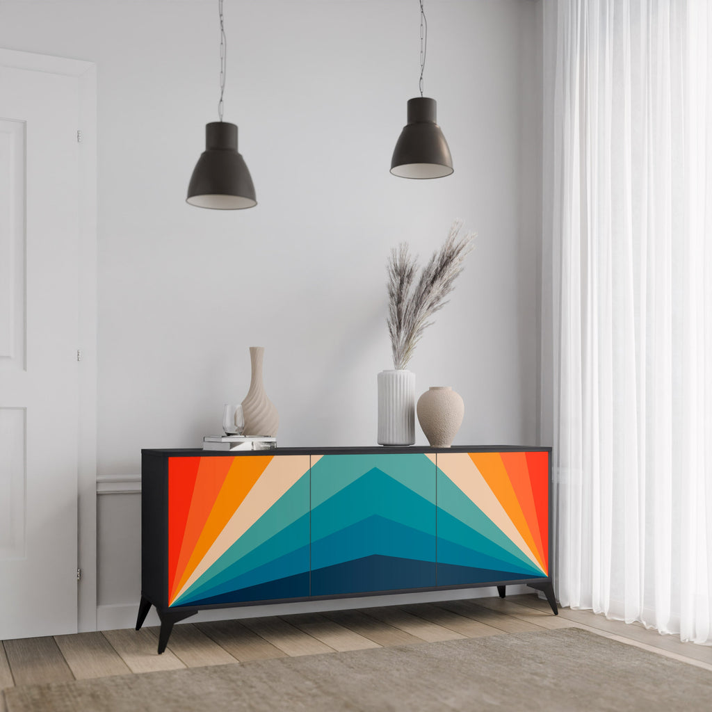 PRISM CONCUSSION 3-Door Sideboard in Black Finish