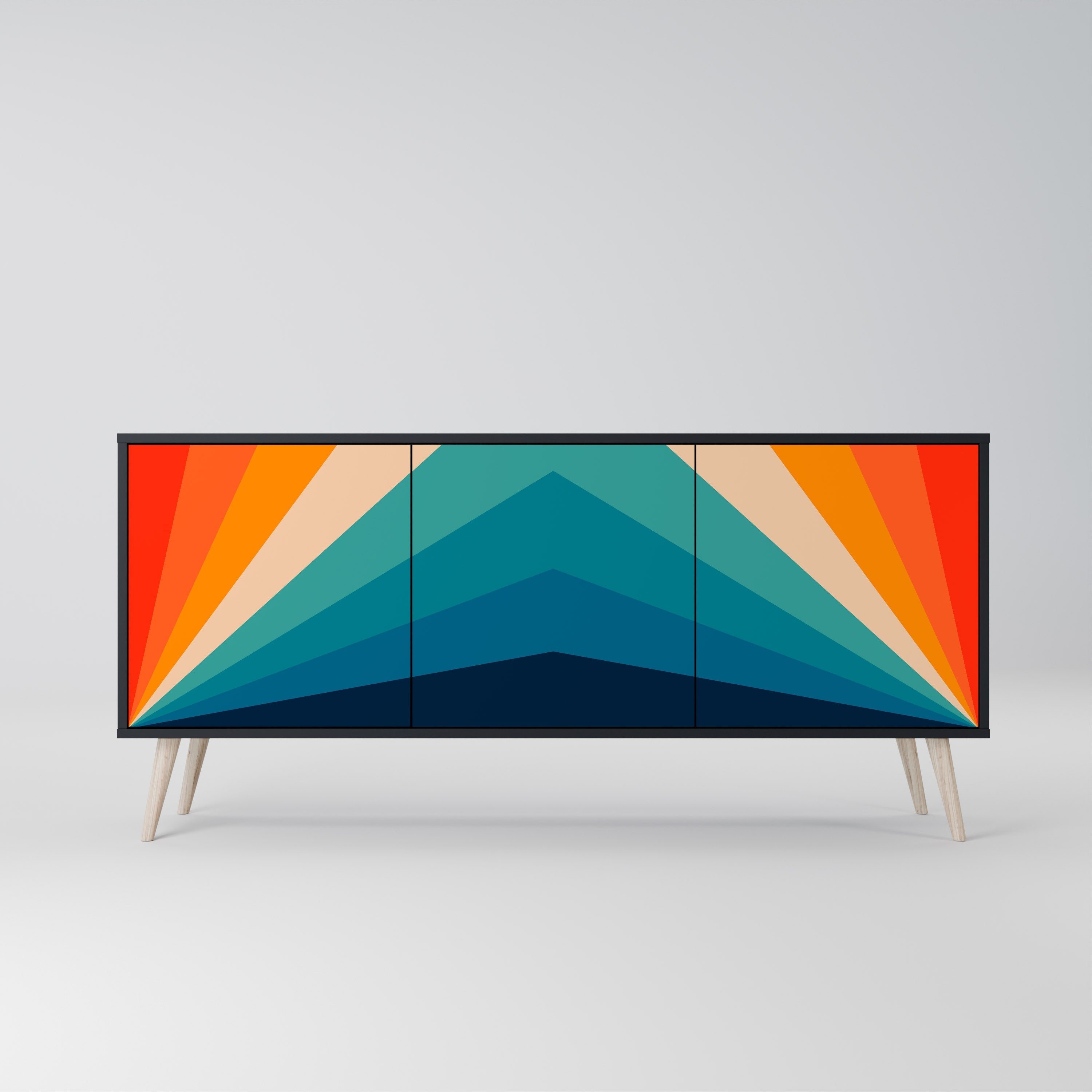 PRISM CONCUSSION Aparador de 3 Portas em Acabamento Preto