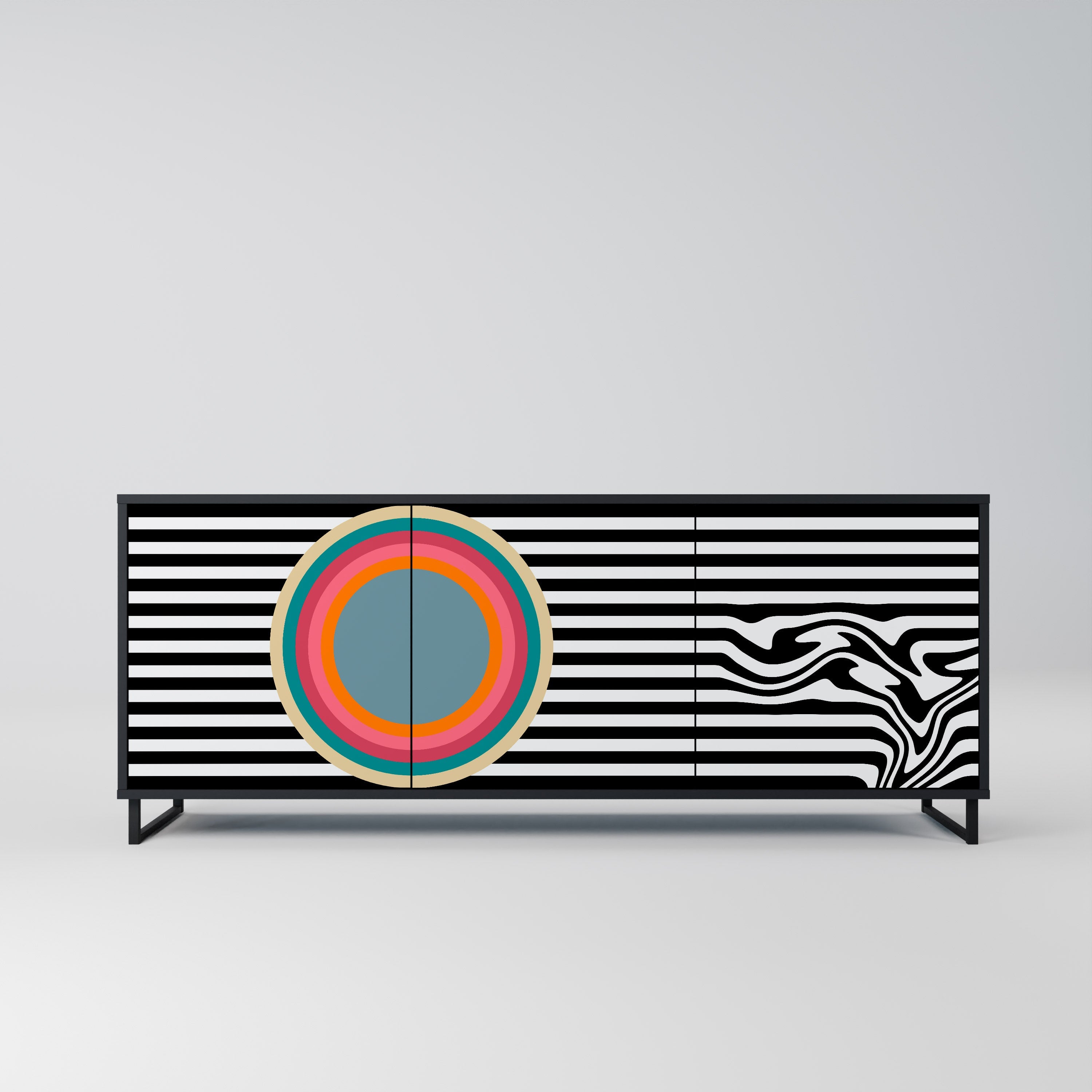 SPECTRA SHOWCASE Aparador de 3 Portas em Acabamento Preto