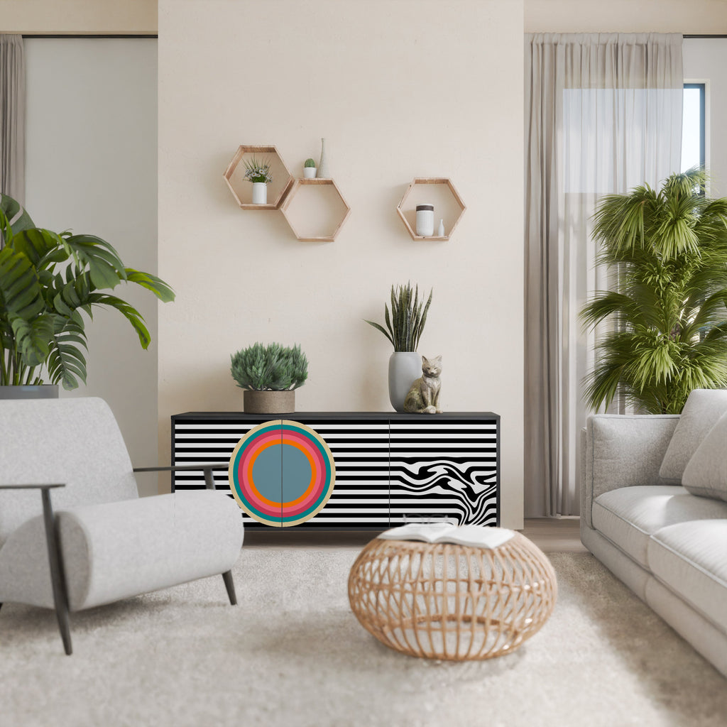 SPECTRA SHOWCASE Aparador de 3 Portas em Acabamento Preto