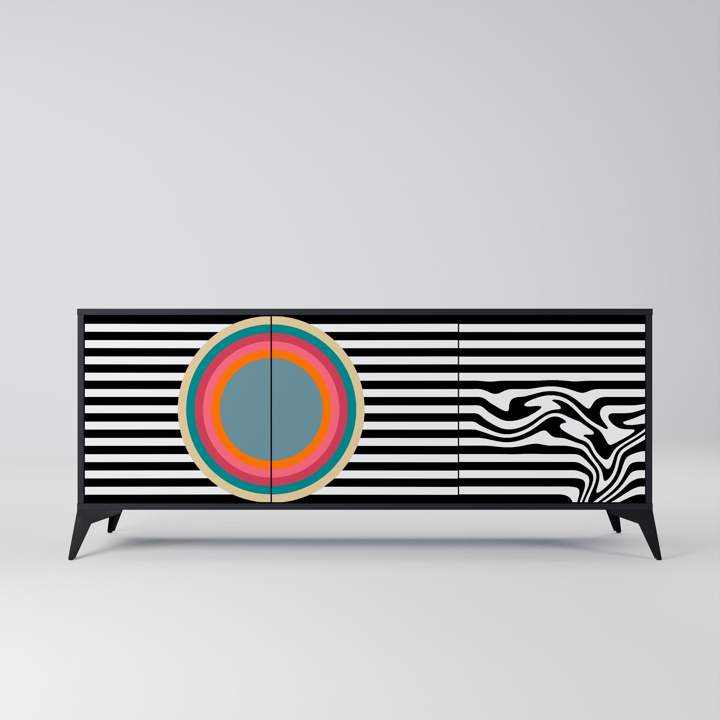 SPECTRA SHOWCASE Aparador de 3 Portas em Acabamento Preto