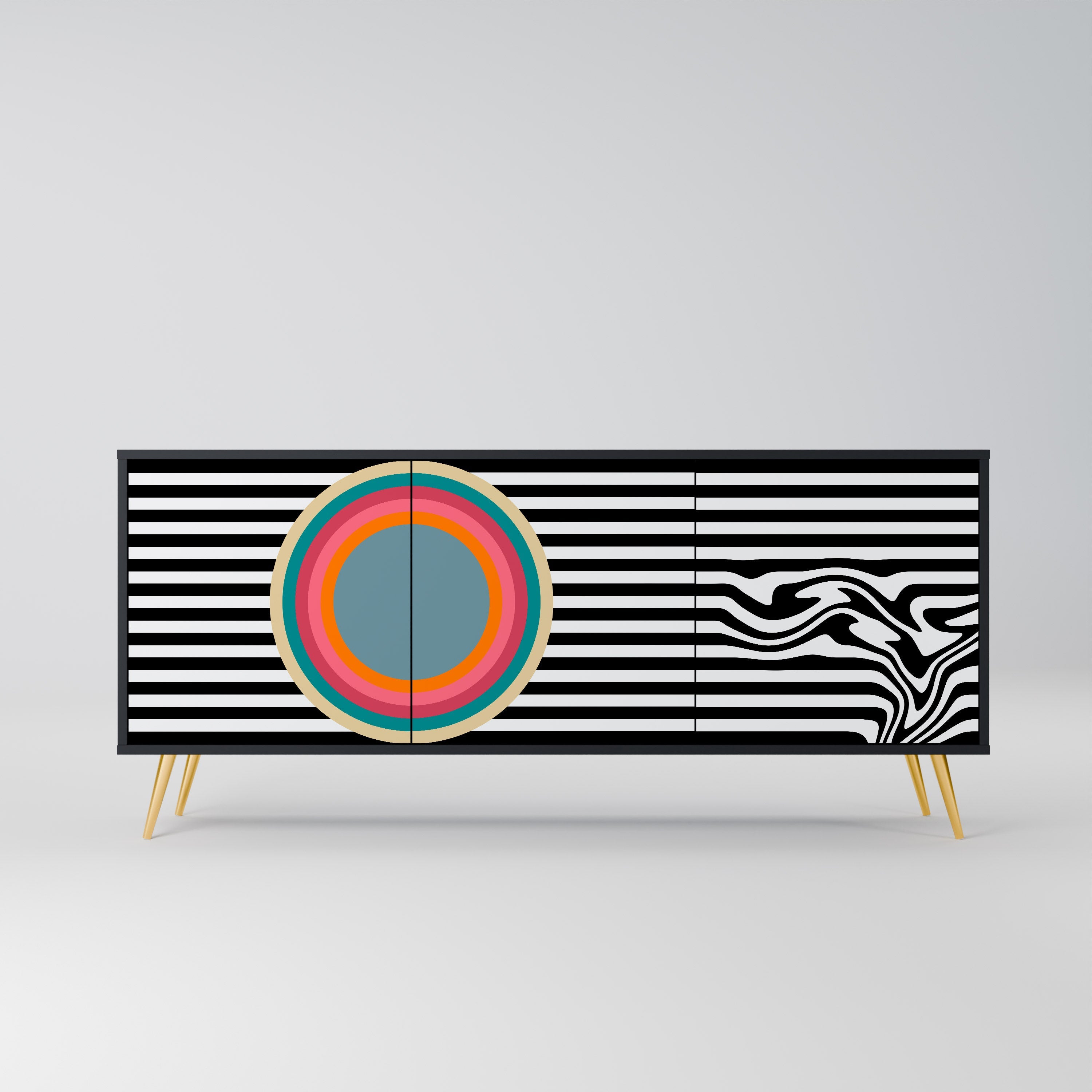 SPECTRA SHOWCASE Aparador de 3 Portas em Acabamento Preto