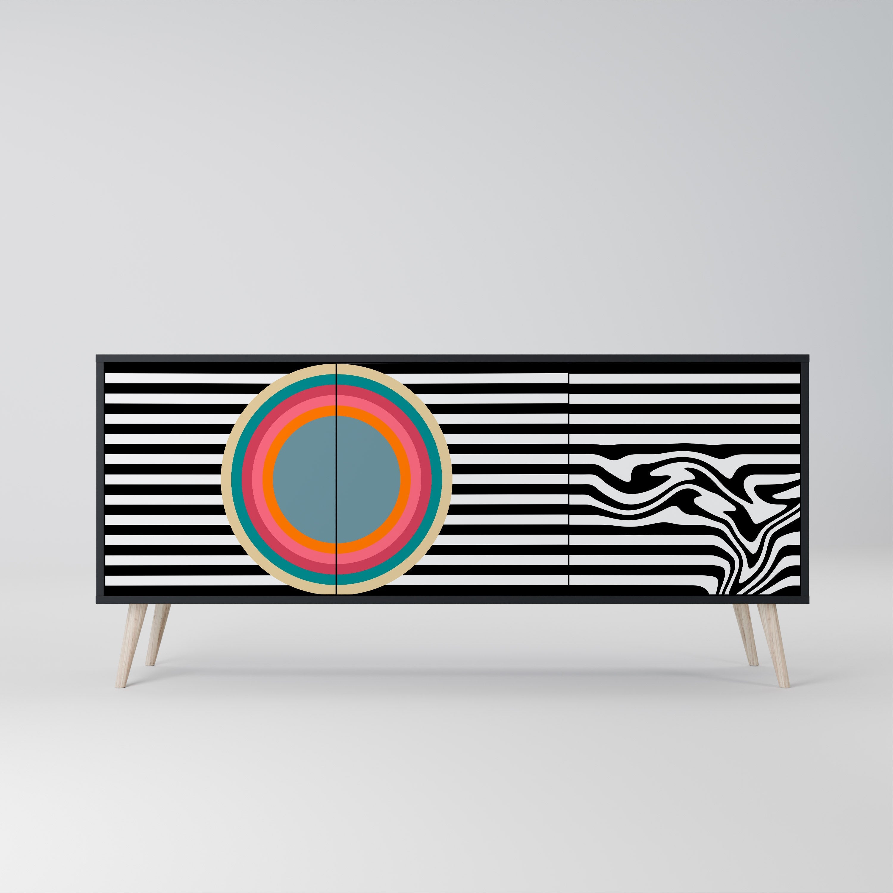 SPECTRA SHOWCASE Aparador de 3 Portas em Acabamento Preto