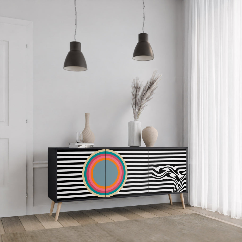 SPECTRA SHOWCASE Aparador de 3 Portas em Acabamento Preto