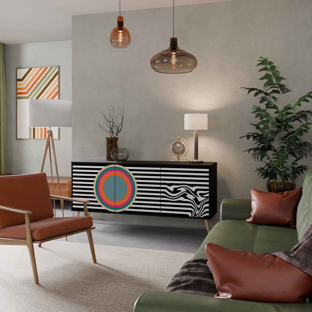 SPECTRA SHOWCASE Aparador de 3 Portas em Acabamento Preto