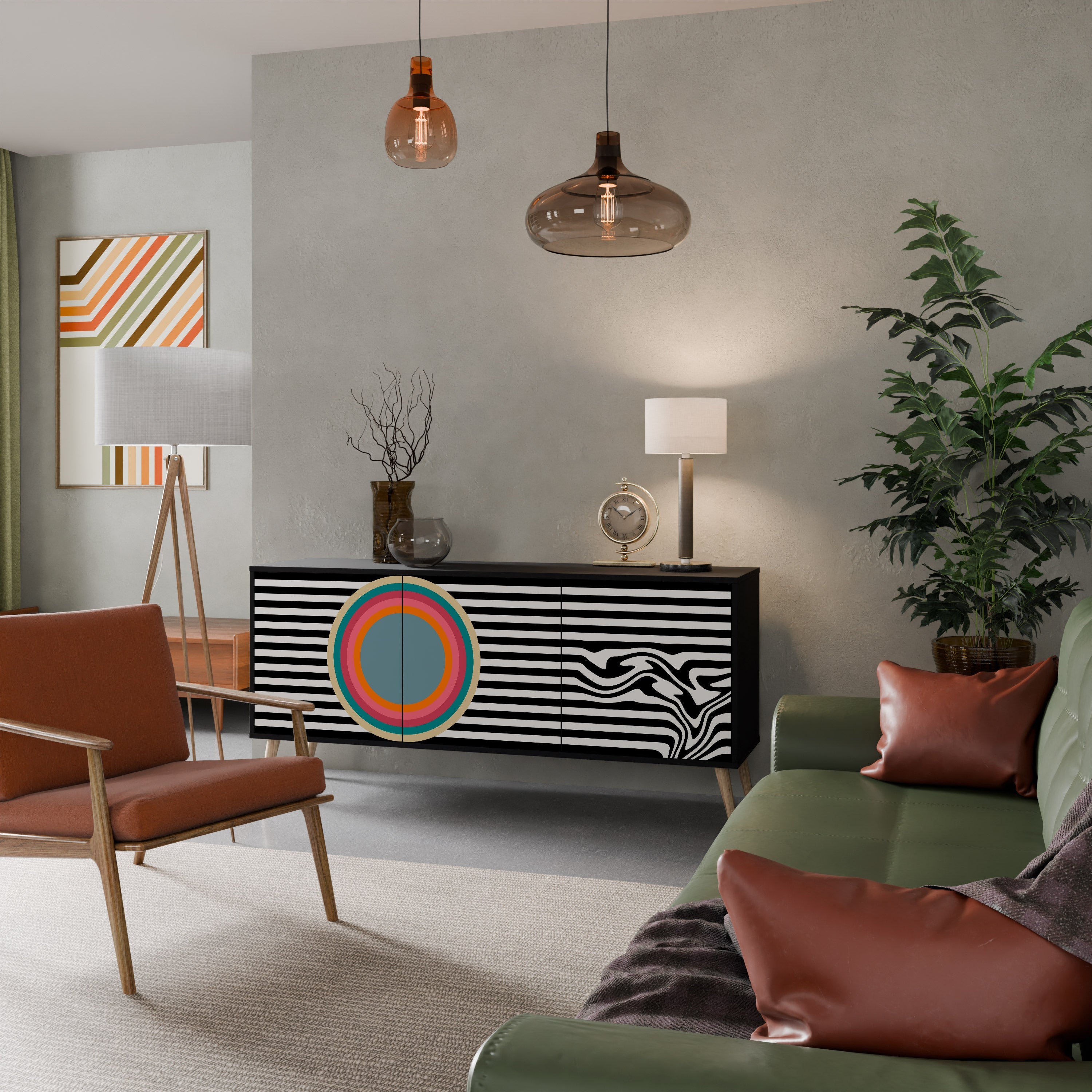 SPECTRA SHOWCASE Aparador de 3 Portas em Acabamento Preto