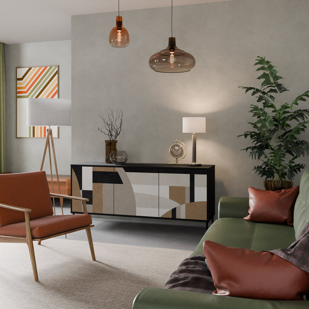 DELICATE MEMENTO Aparador de 3 Portas em Acabamento Preto