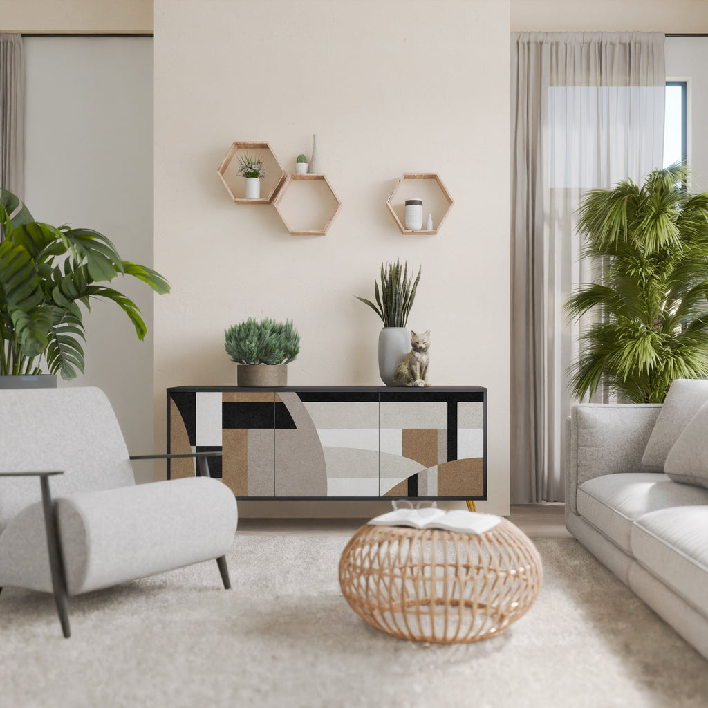 DELICATE MEMENTO Aparador de 3 Portas em Acabamento Preto