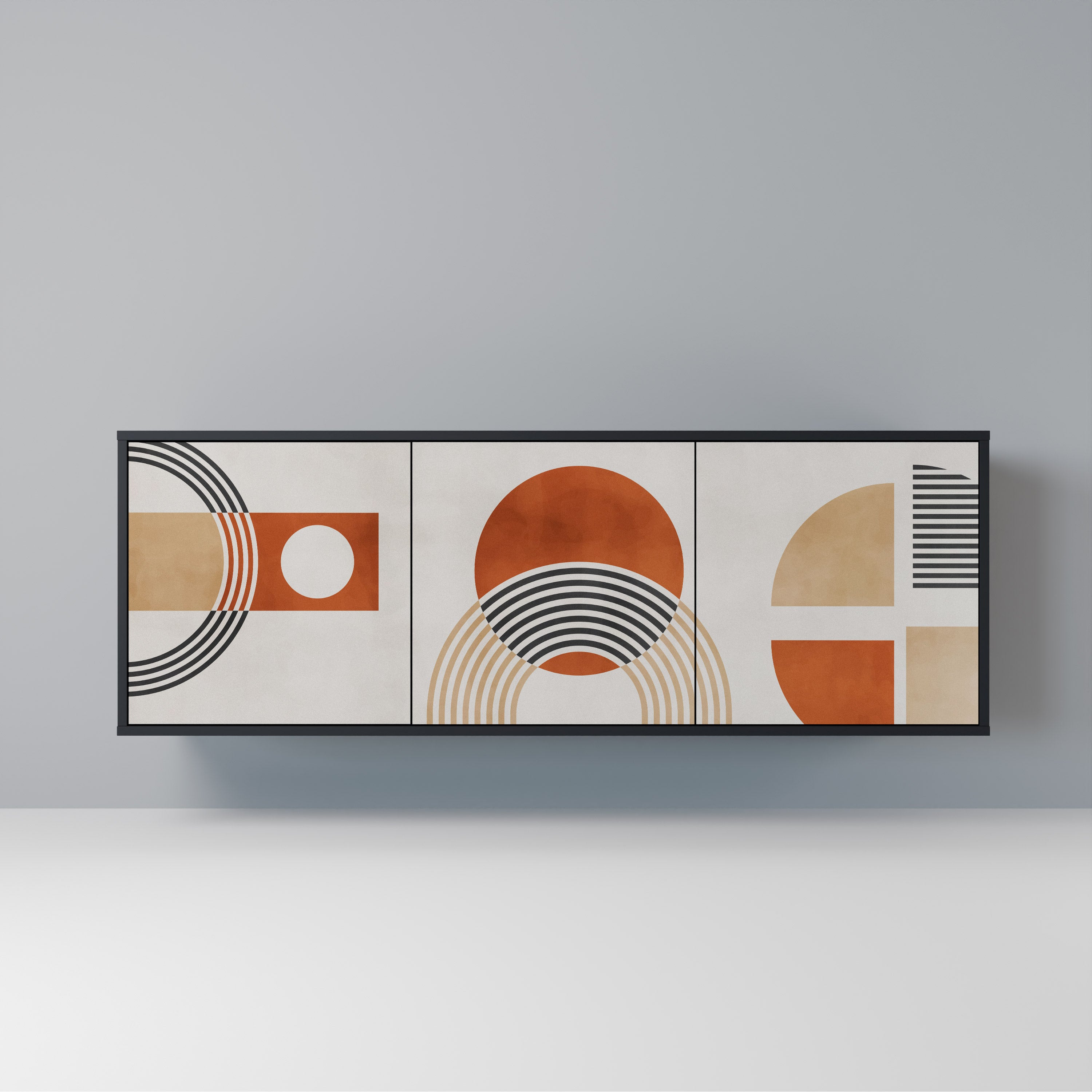 SPACE AROUND Aparador de 3 Portas em Acabamento Preto