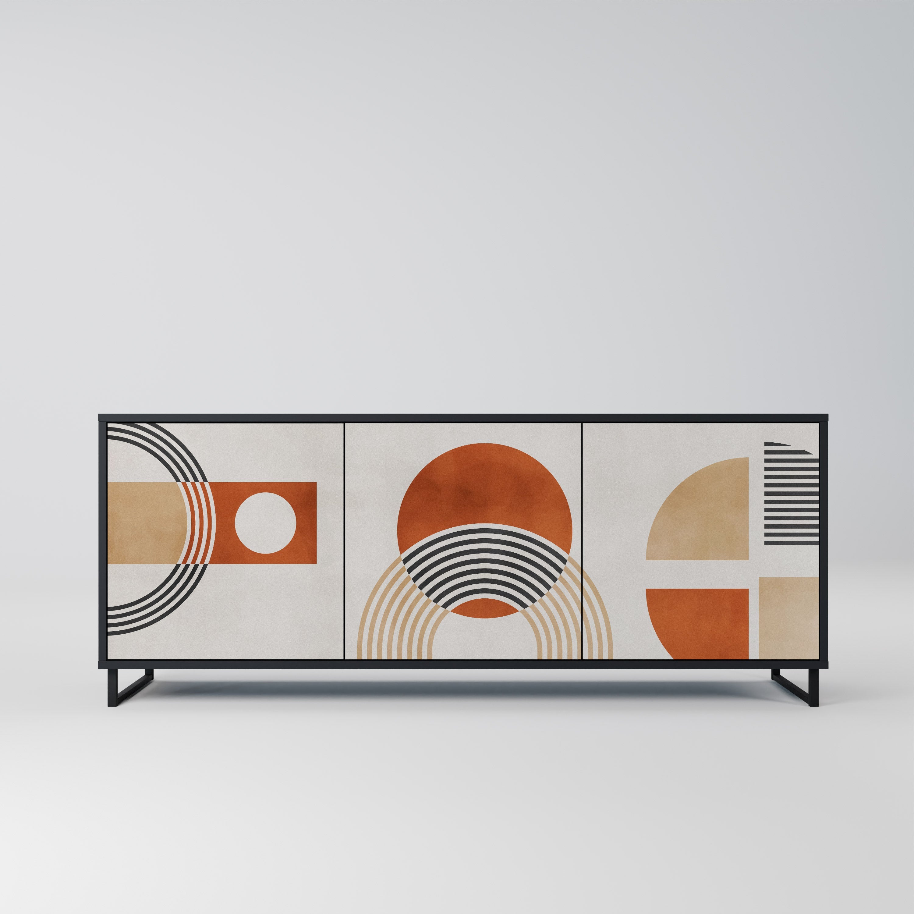 SPACE AROUND Aparador de 3 Portas em Acabamento Preto