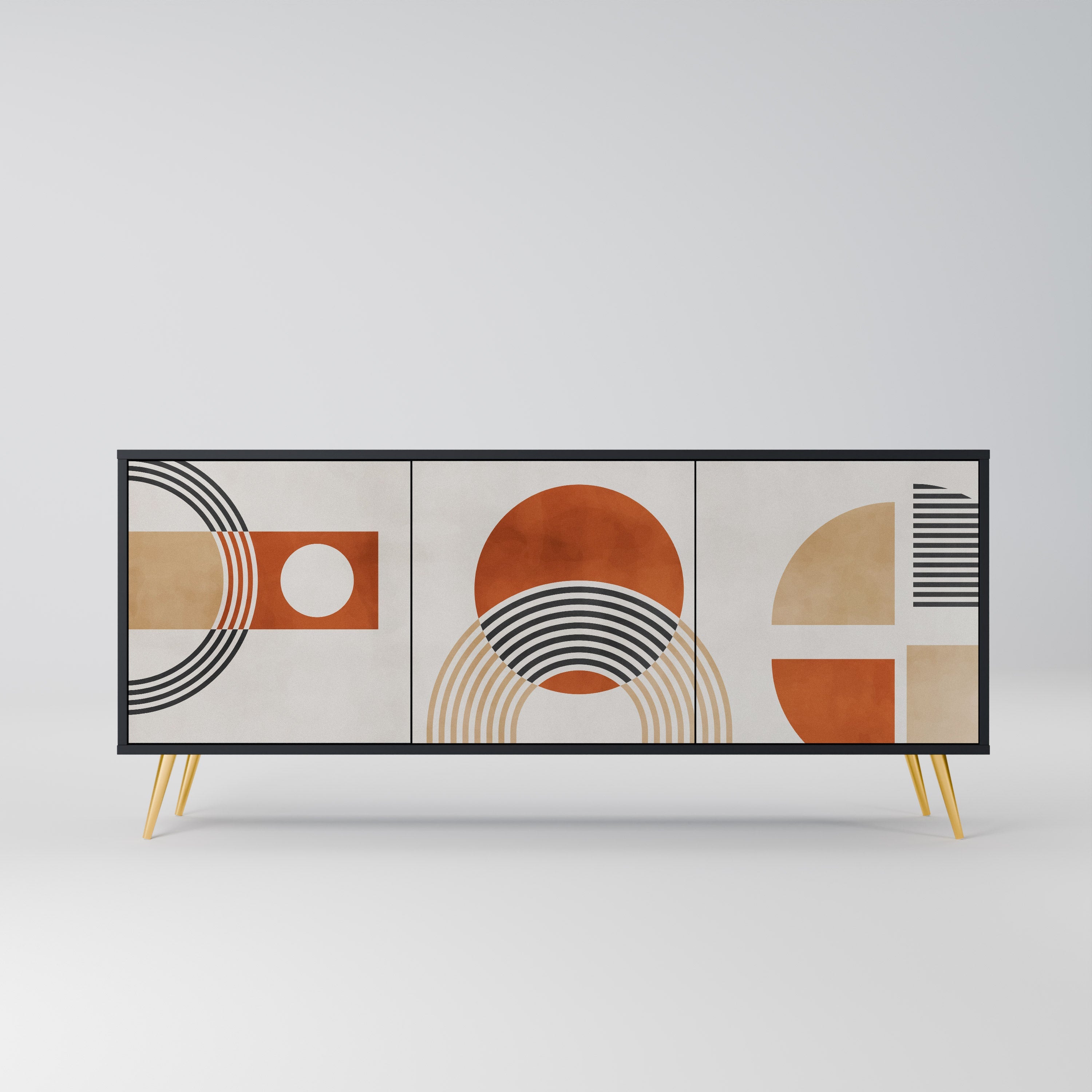 SPACE AROUND Aparador de 3 Portas em Acabamento Preto