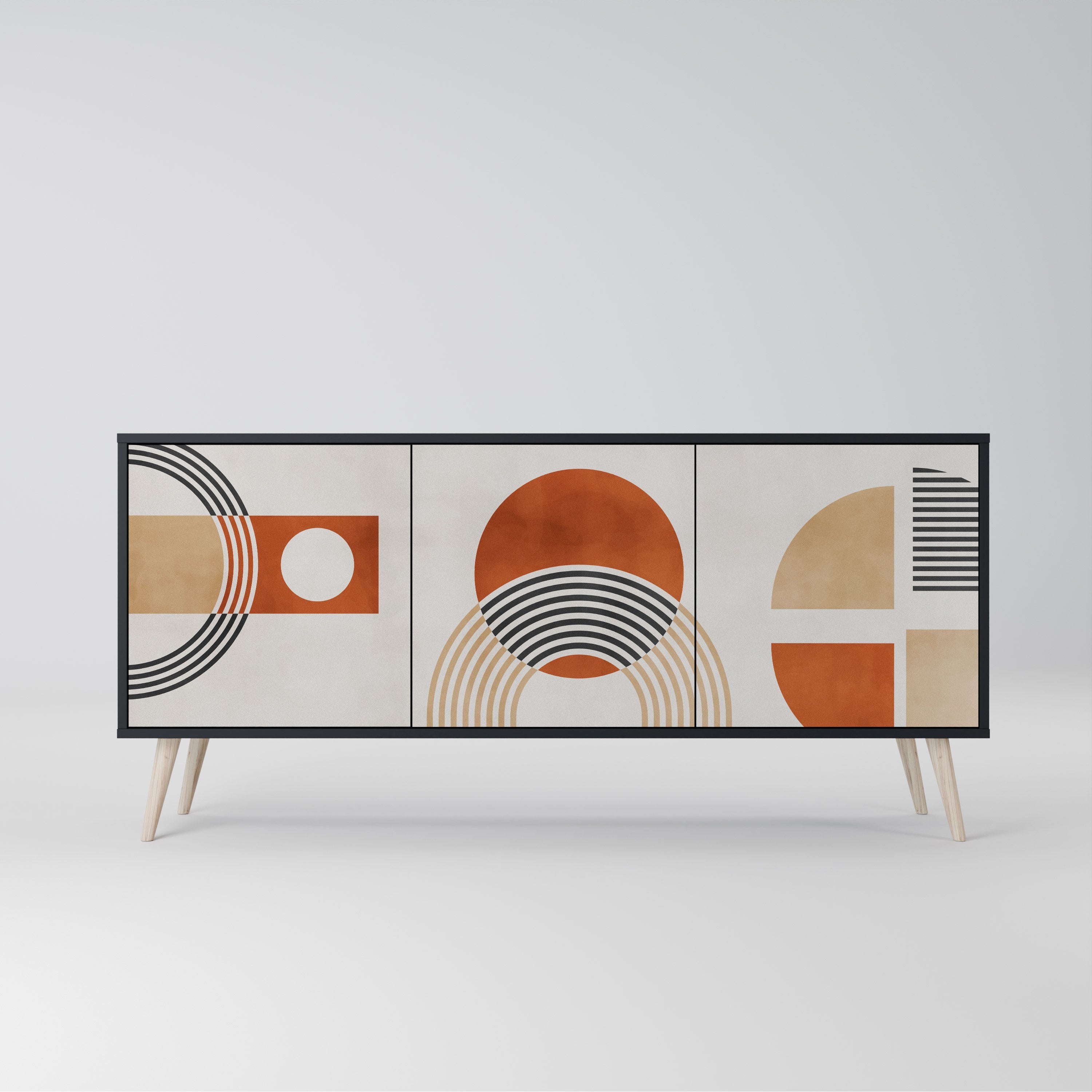 SPACE AROUND Aparador de 3 Portas em Acabamento Preto