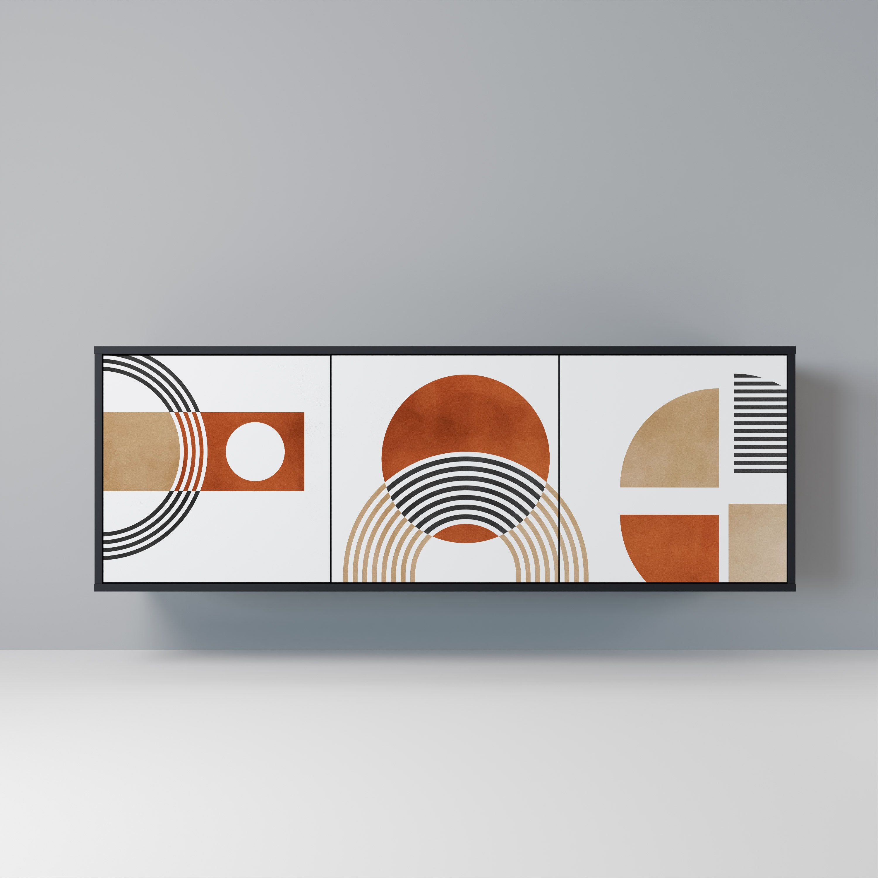 CIRCLE RHYTM Aparador de 3 Portas em Acabamento Preto