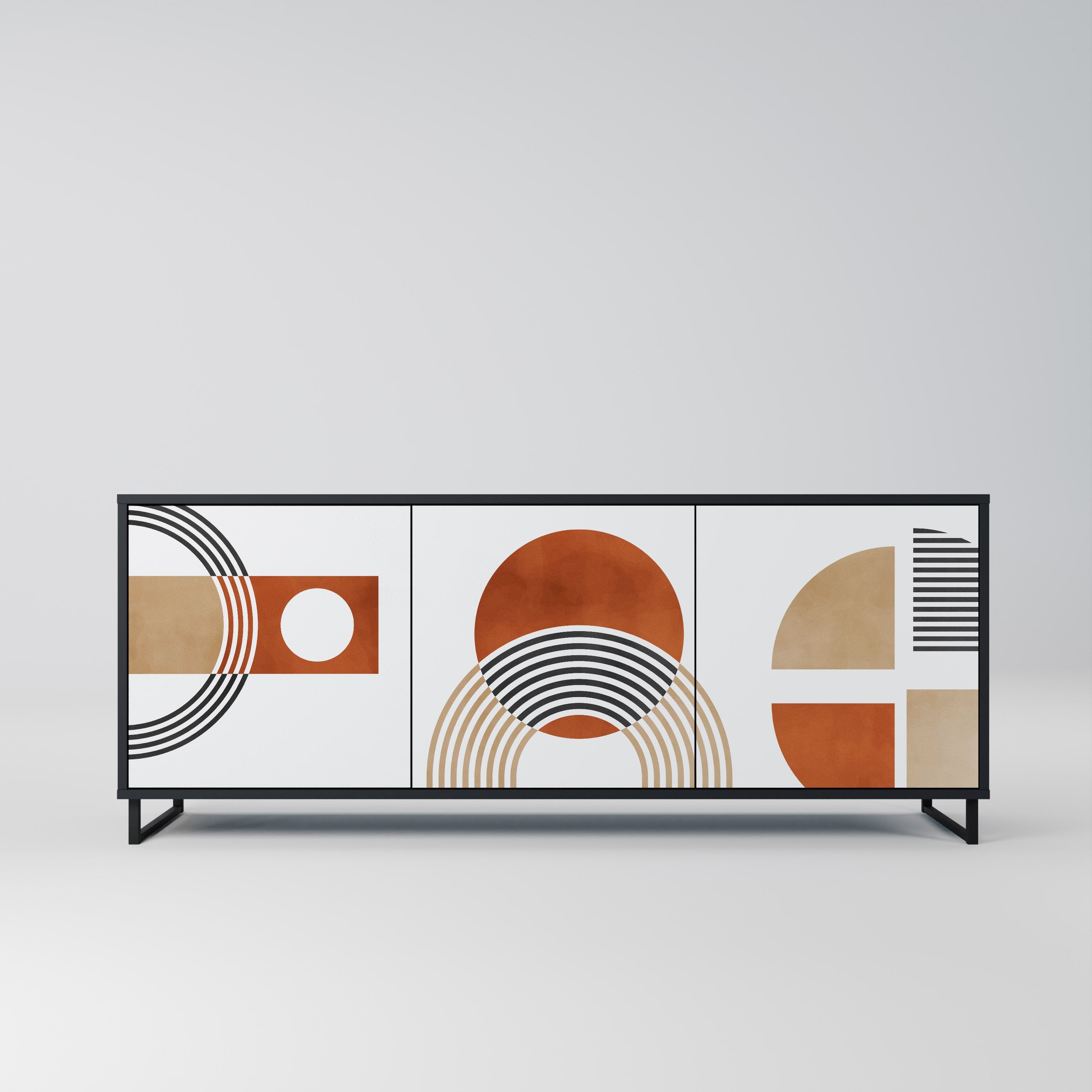 CIRCLE RHYTM Aparador de 3 Portas em Acabamento Preto