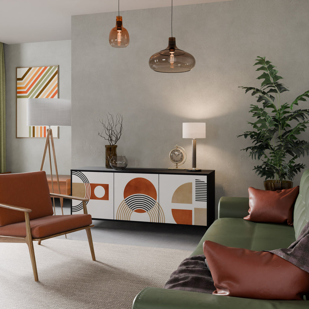 CIRCLE RHYTM Aparador de 3 Portas em Acabamento Preto