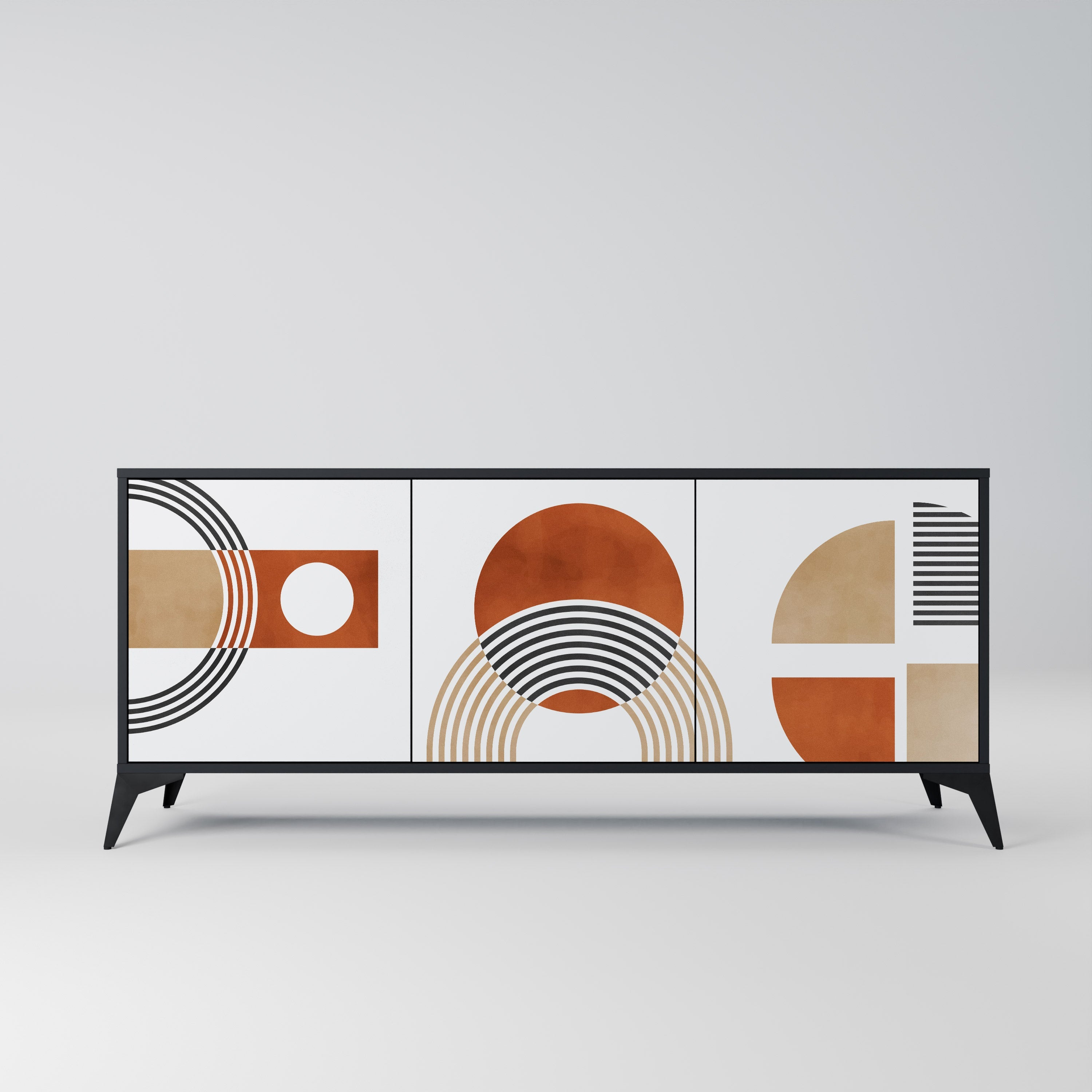 CIRCLE RHYTM Aparador de 3 Portas em Acabamento Preto