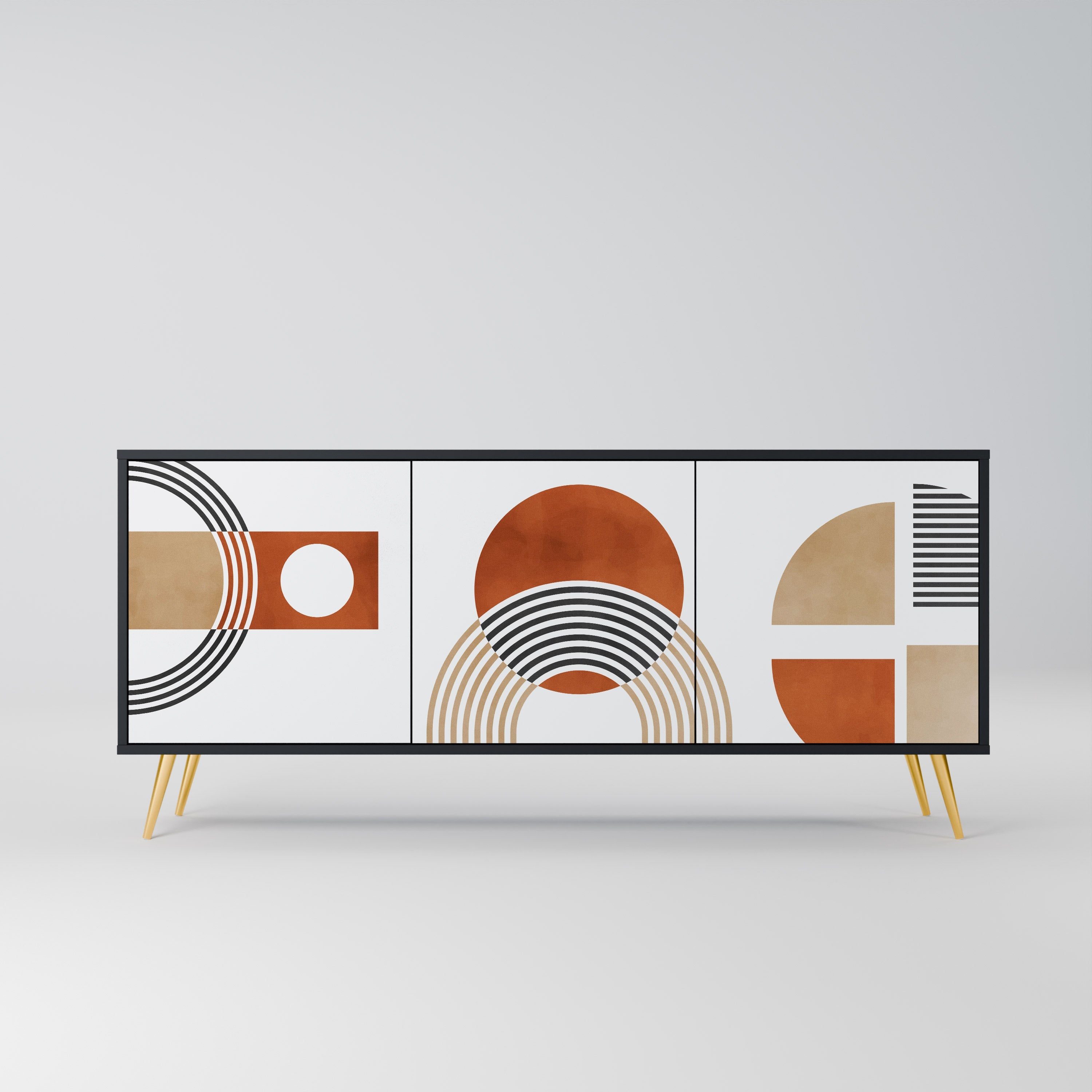 CIRCLE RHYTM Aparador de 3 Portas em Acabamento Preto