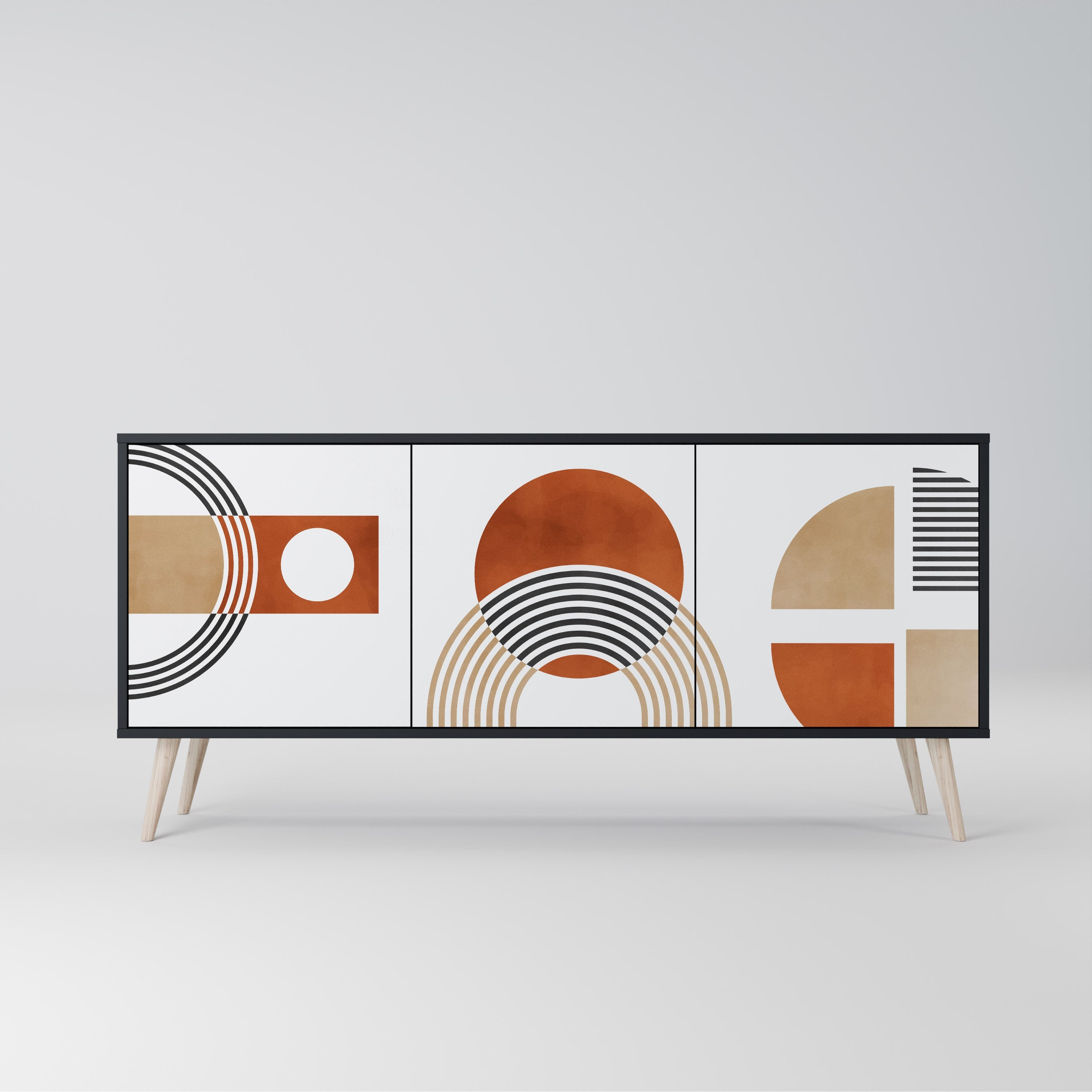 CIRCLE RHYTM Aparador de 3 Portas em Acabamento Preto