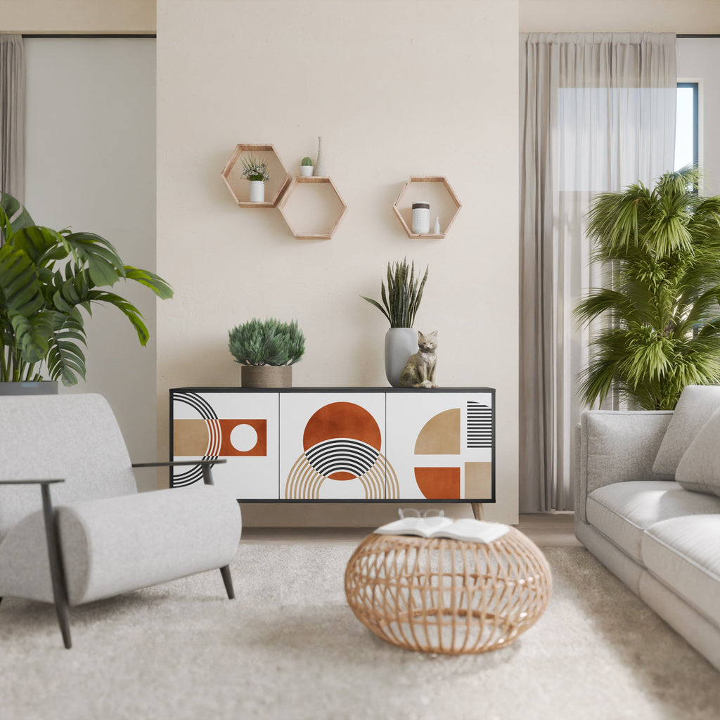 CIRCLE RHYTM Aparador de 3 Portas em Acabamento Preto