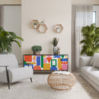 GEOMETRIC GLIMMER Aparador de 3 Portas em Acabamento Preto