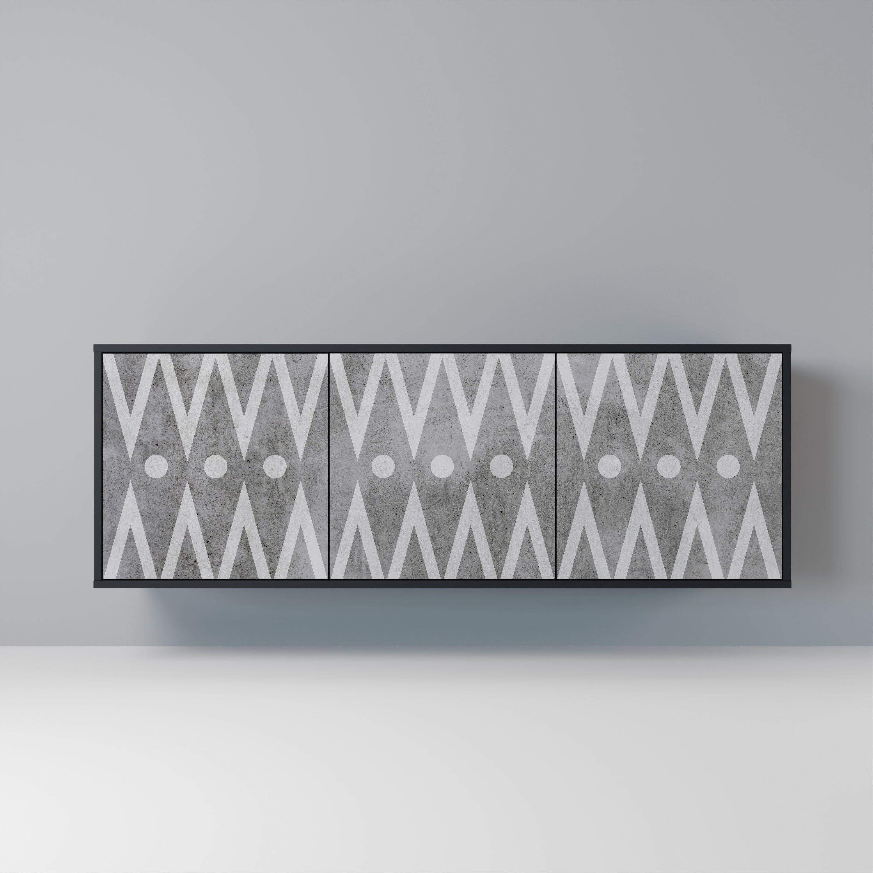 SHARP EDGES Aparador de 3 Portas em Acabamento Preto