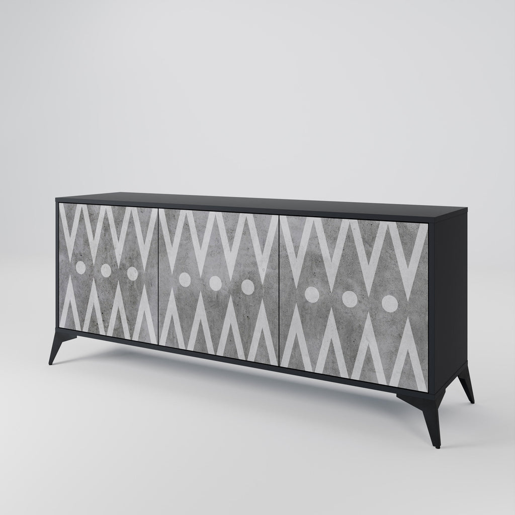 SHARP EDGES 3-Door Sideboard in Black Finish