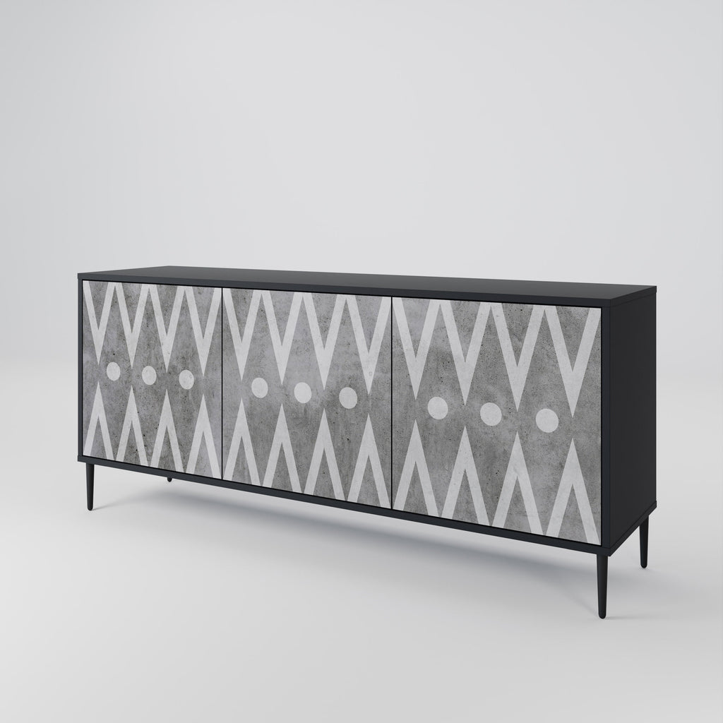 SHARP EDGES 3-Door Sideboard in Black Finish