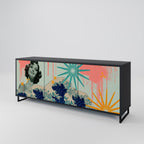 KANAGAWA BEAUTY Aparador de 3 Portas em Acabamento Preto