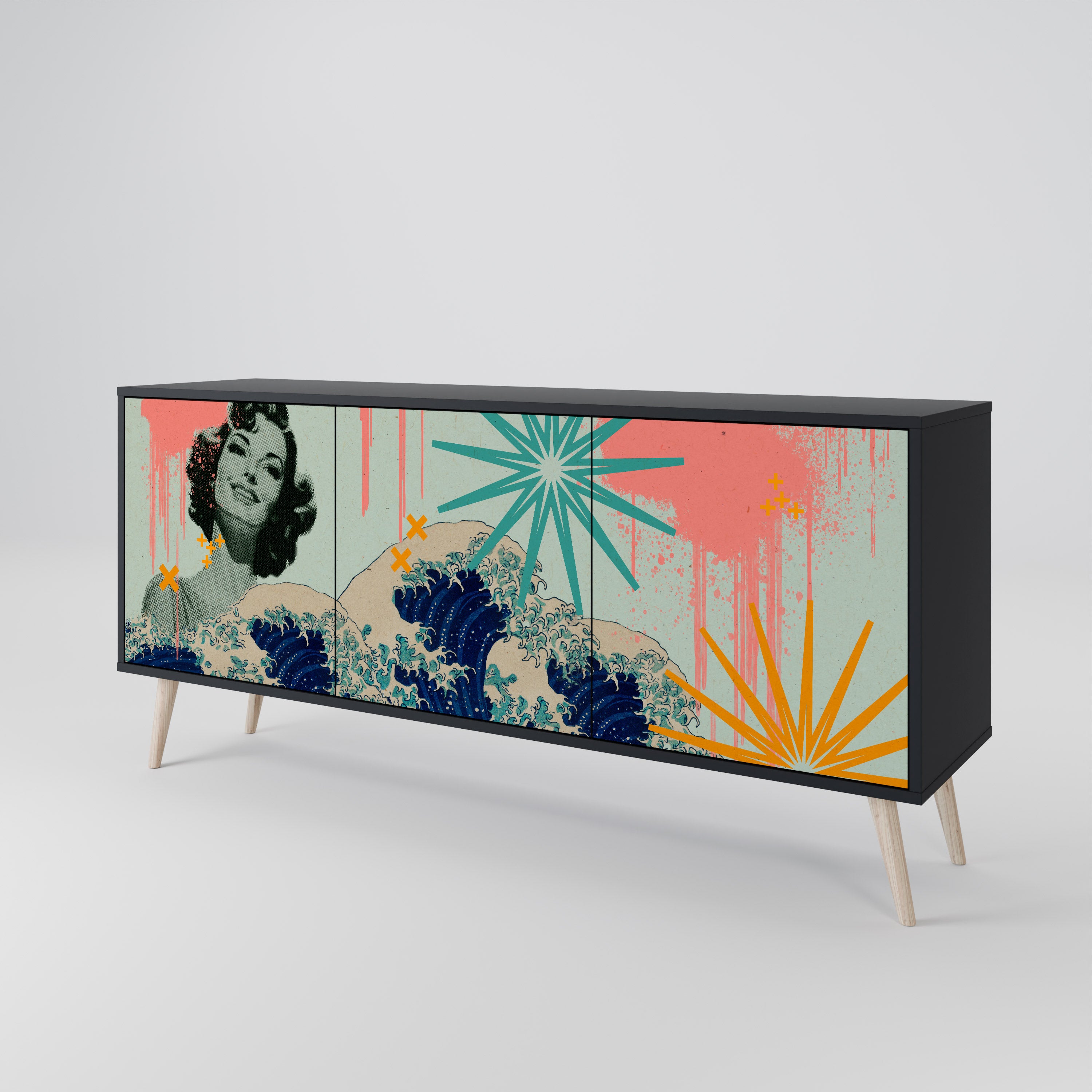 KANAGAWA BEAUTY 3-Door Sideboard