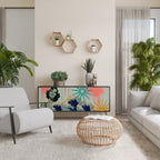 KANAGAWA BEAUTY Aparador de 3 Portas em Acabamento Preto