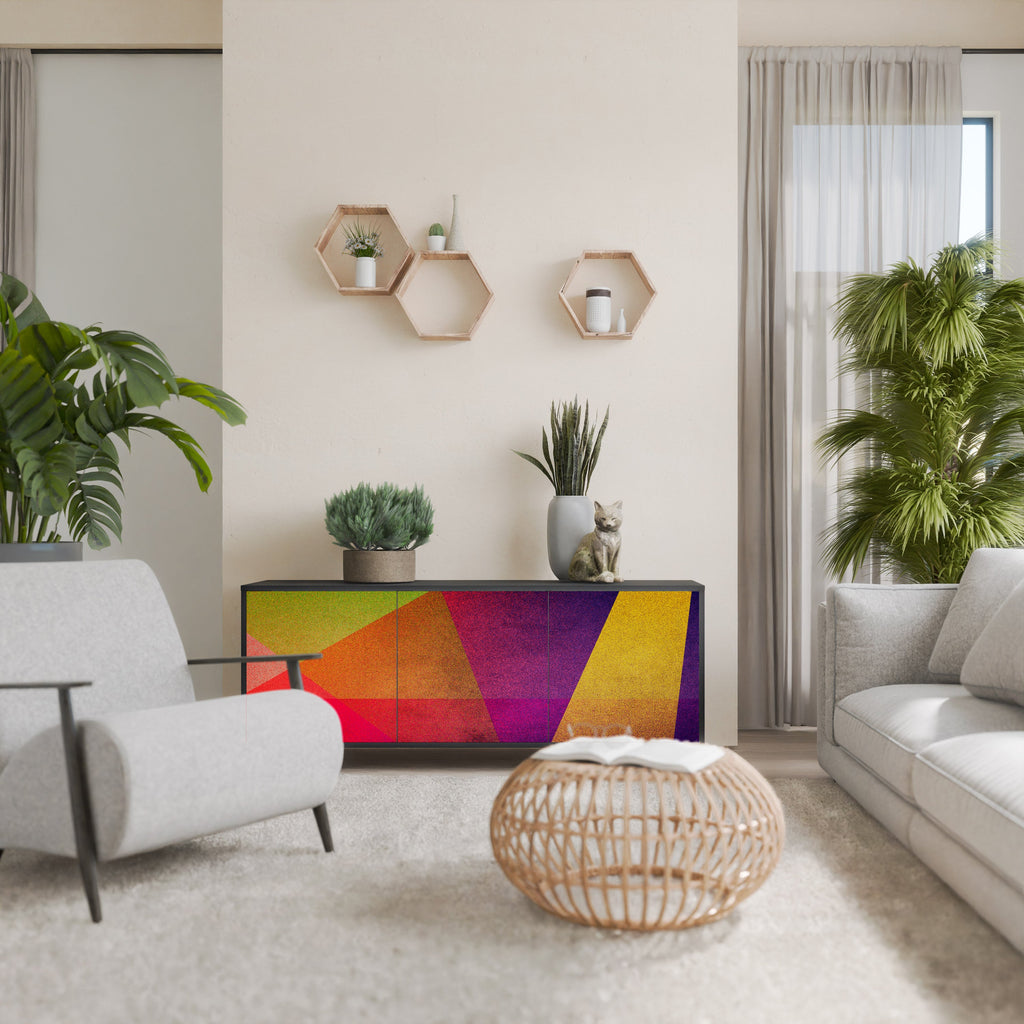 VIVID GEOMETRY Aparador de 3 Portas em Acabamento Preto