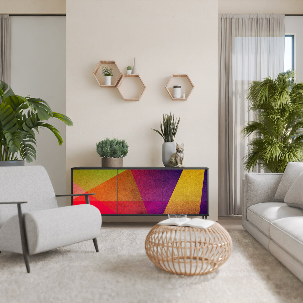 VIVID GEOMETRY Aparador de 3 Portas em Acabamento Preto