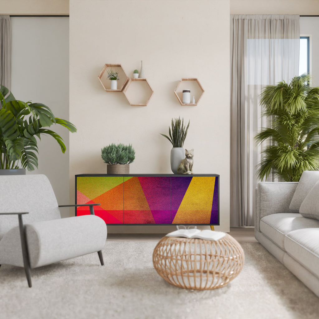 VIVID GEOMETRY Aparador de 3 Portas em Acabamento Preto