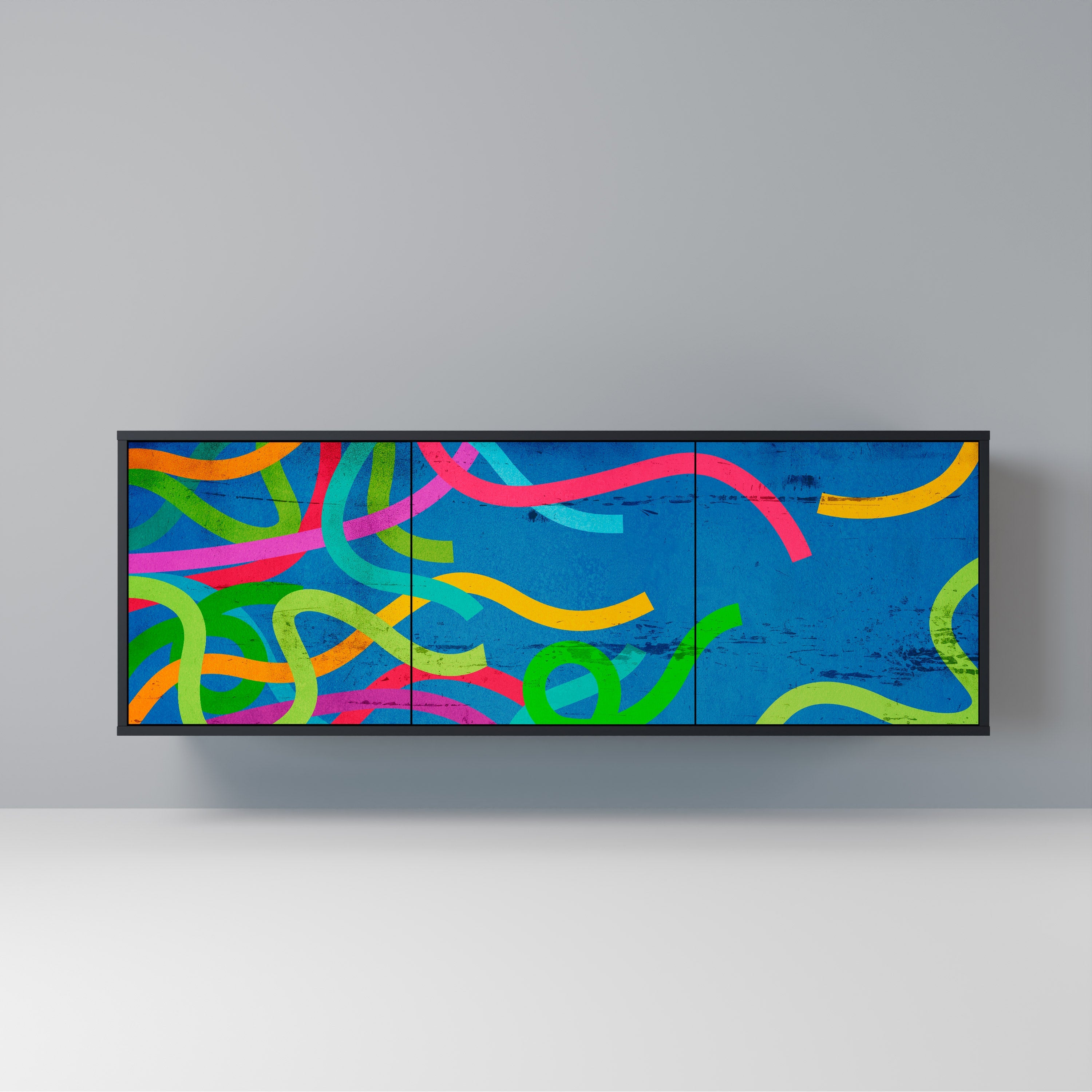 STREAMER TANGLE Aparador de 3 Portas em Acabamento Preto