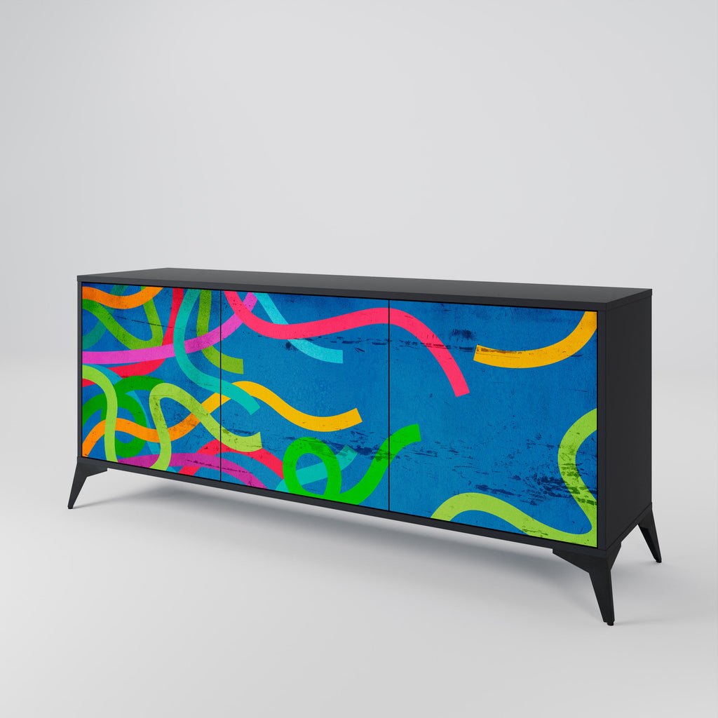 STREAMER TANGLE 3-Door Sideboard in Black Finish