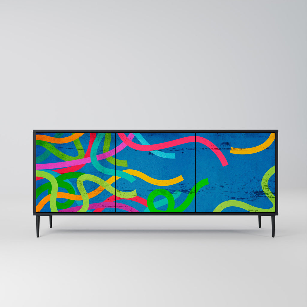 STREAMER TANGLE 3-Door Sideboard in Black Finish