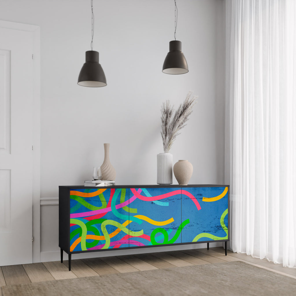 STREAMER TANGLE 3-Door Sideboard in Black Finish