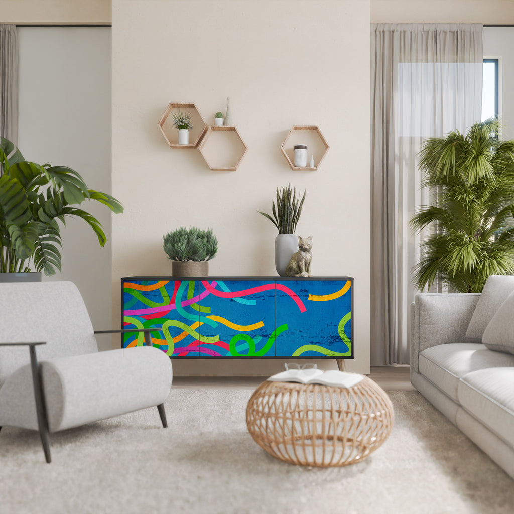 STREAMER TANGLE 3-Door Sideboard in Black Finish