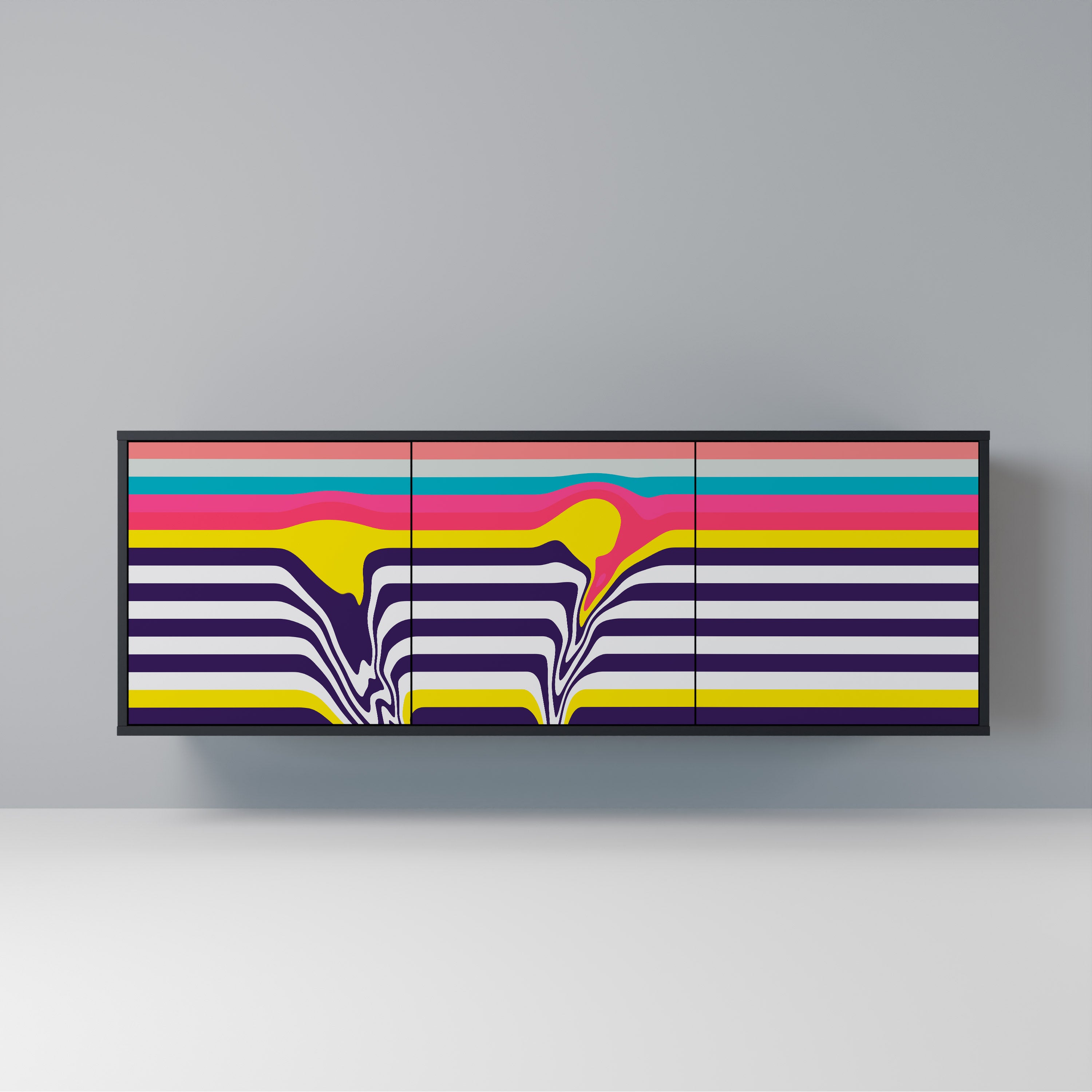 TONE COLLAPSE Aparador de 3 Portas em Acabamento Preto